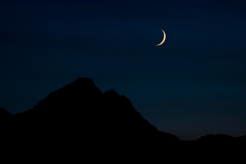 Crescent Moon Over The Tetons